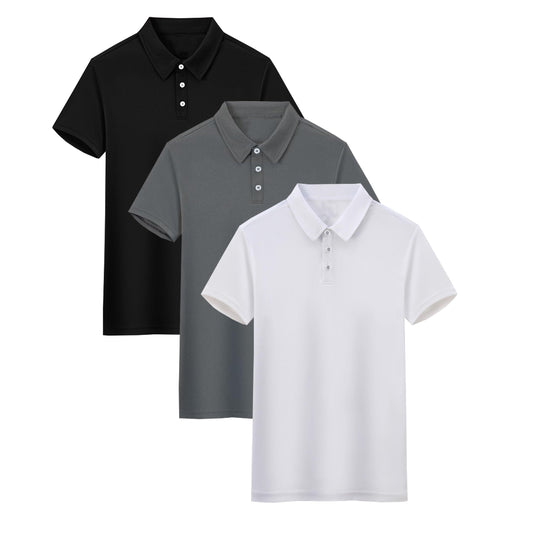 LANBAOSI 3 Pack Mens Polo-Shirts Short Sleeve Slim Fit Shirts Quick Dry Golf Casual Workout Shirts