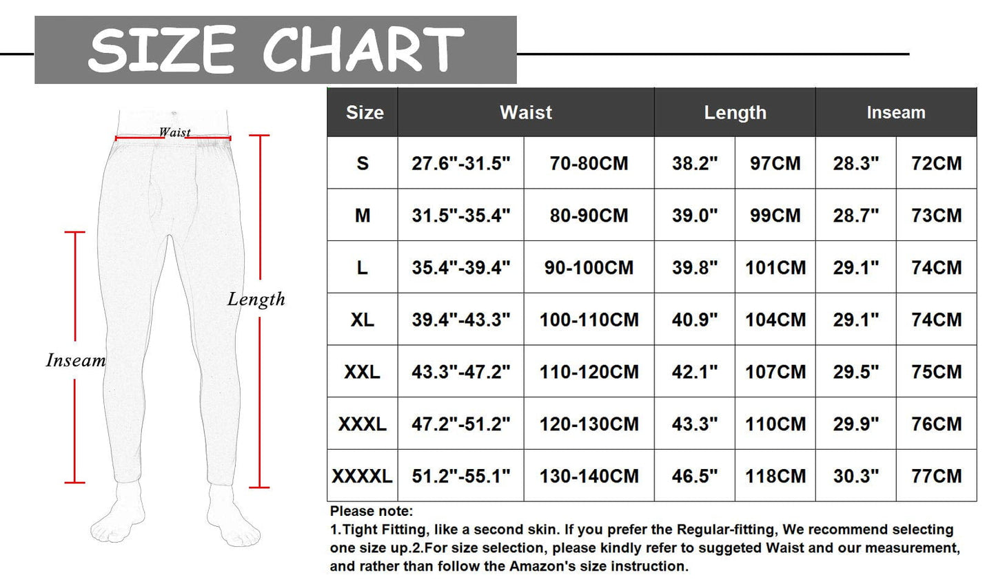 LANBAOSI Men Thermal Pants Long John Underwear Bottom 2 Pack