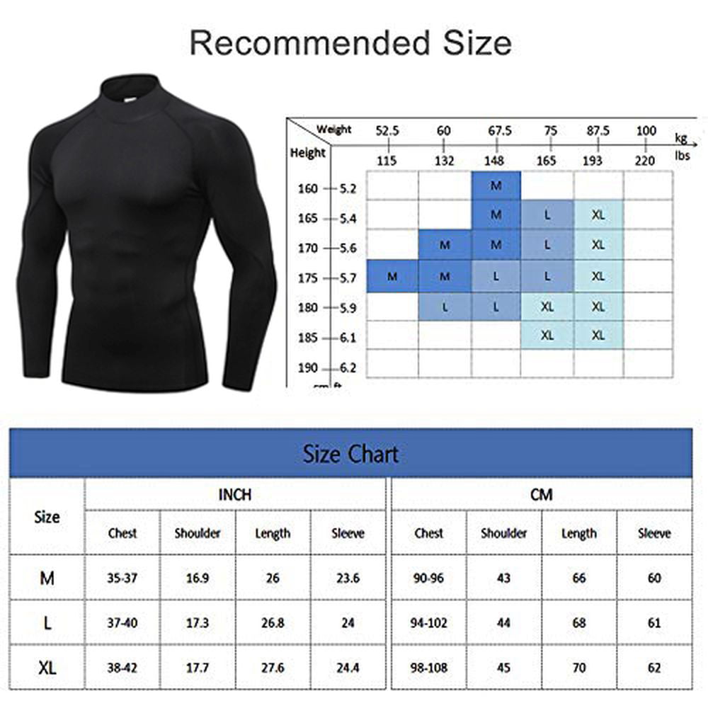 LANBAOSI 3 Pack Mens Mock Turtleneck Long Sleeve Compression Shirts Cool Dry Workout Shirts