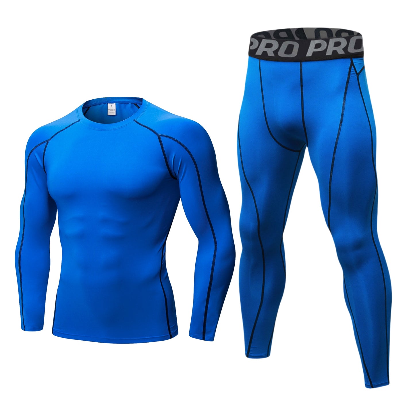 Mens Workout Compression Set Pants and Long Sleeve Shirts Base Layer