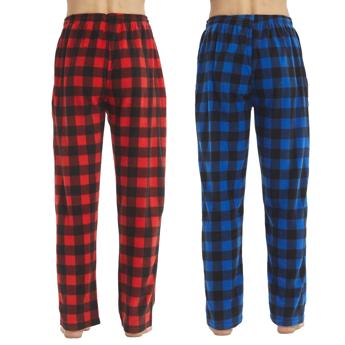 LANBAOSI 2 Pack Mens Pajama Pants Set Bottoms Fleece Lounge Sleepwear Lightweight Plaid pj Pants with Pockets Microfleece