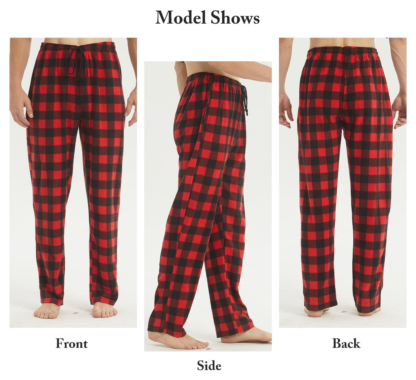 LANBAOSI 2 Pack Mens Pajama Pants Set Bottoms Fleece Lounge Sleepwear Lightweight Plaid pj Pants with Pockets Microfleece