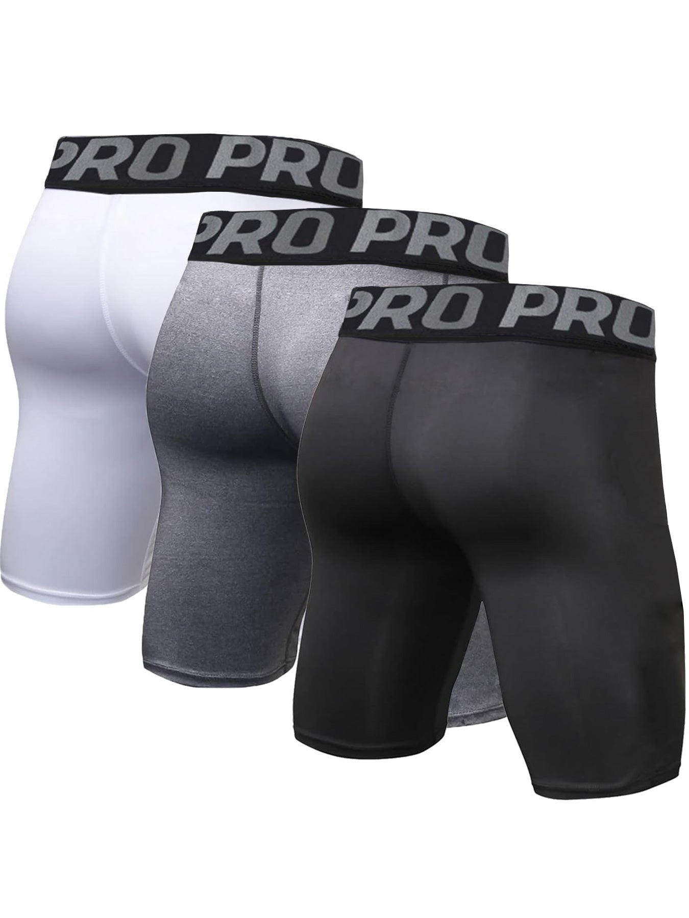 LANBAOSI 3 Pack Mens Performance Compression Shorts Spandex Running Underwear for Men Athletic Shorts Biking Running