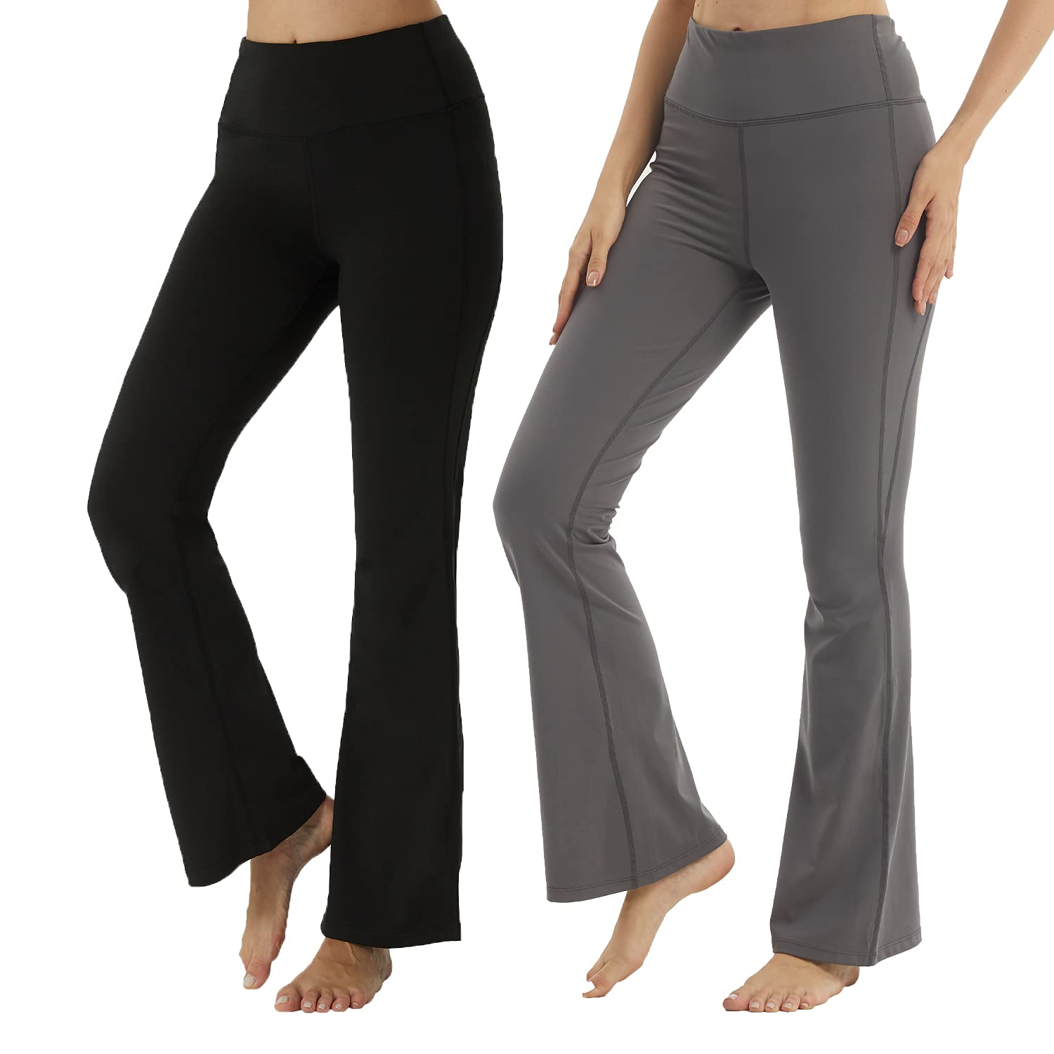 2 Pack Bootcut Yoga Pants for Women High Waisted Bootleg Work Bottoms  Female Workout Pant Size Large – LANBAOSI