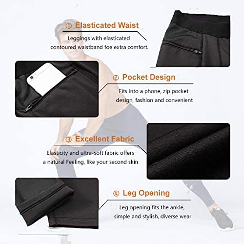 2 Pack Compression Pants Men Leggings Pocket Running Tights Male Athletic Base Layer LANBAOSI