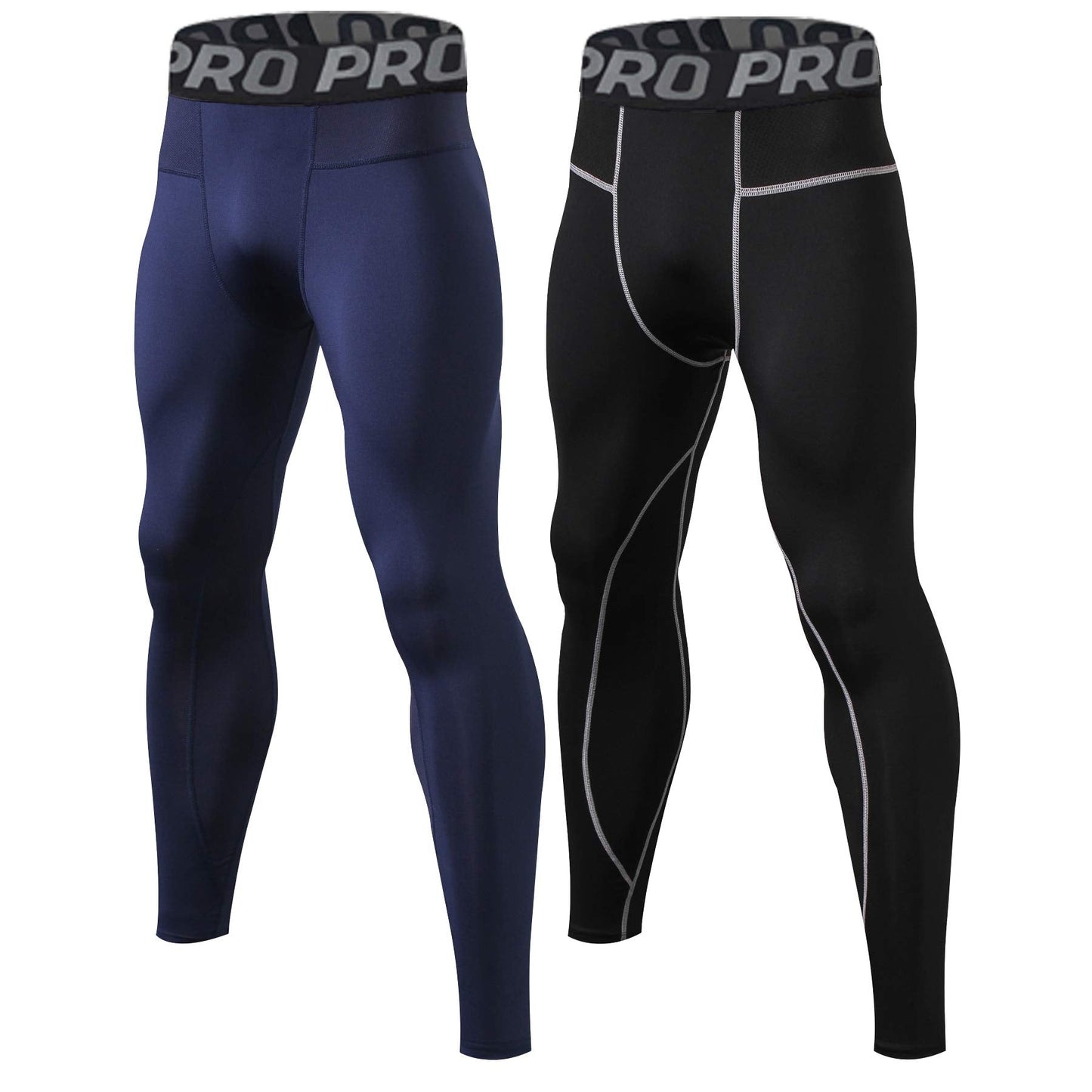 2 Pack Men Compression Pants Running Tights Male Workout Leggings Athletic Cool Dry Yoga Gym Clothes LANBAOSI