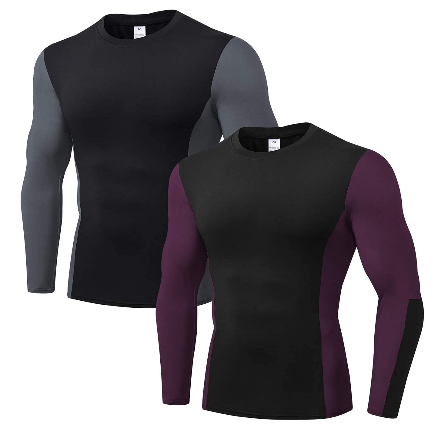2 Pack Men Thermal Long Sleeve Compression Shirts Male Winter Gear Running Tops LANBAOSI