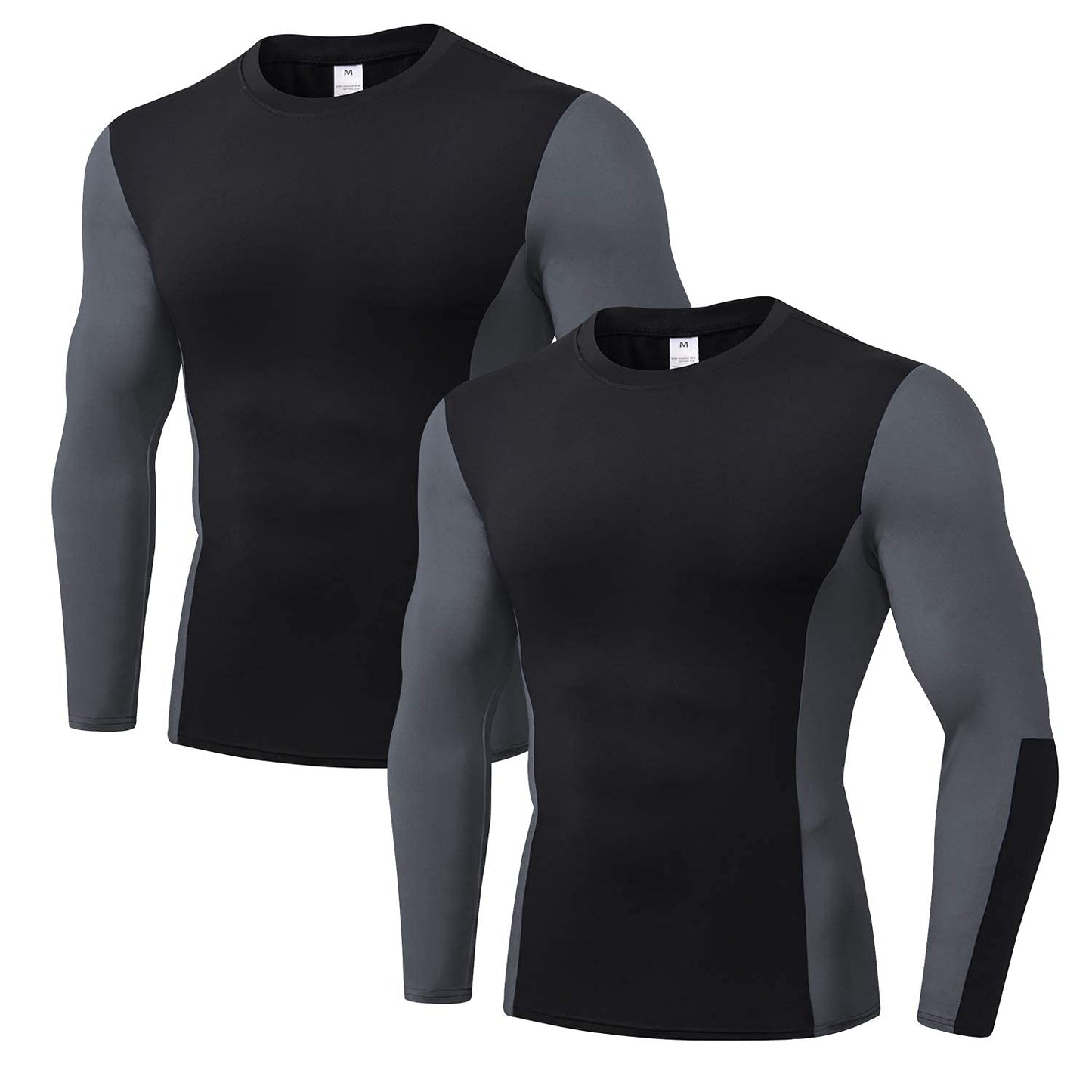 2 Pack Men Thermal Long Sleeve Compression Shirts Male Winter Gear Running Tops LANBAOSI