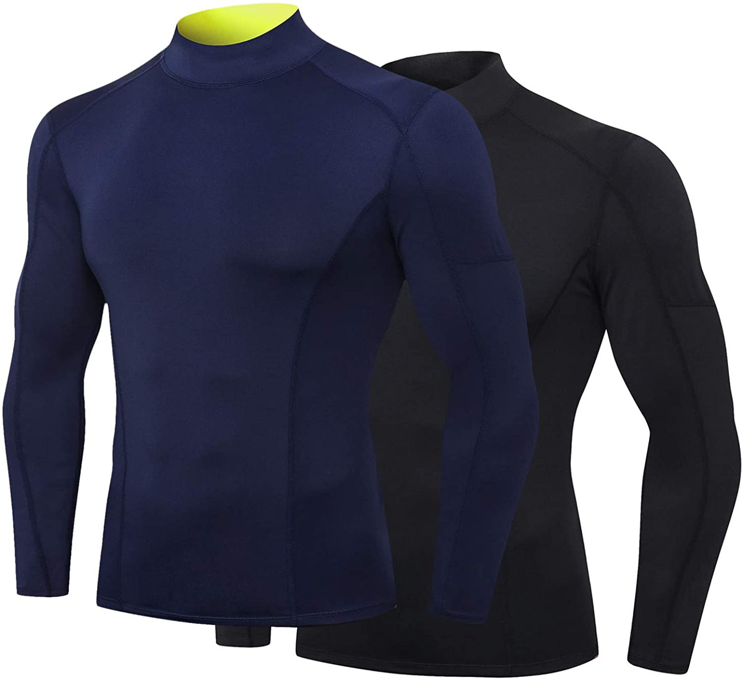 2 Pack Men Thermal Turtle Mock Neck Shirts Male Compression Long Sleeve Tops LANBAOSI