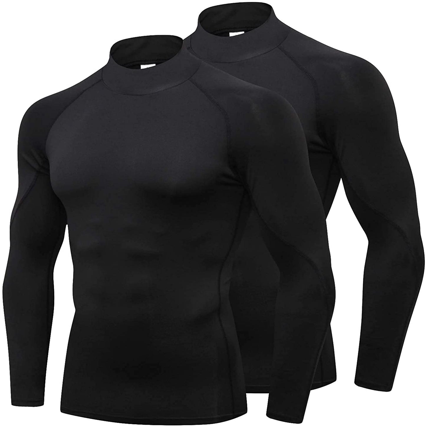 2 Pack Men Thermal Turtle Mock Neck Shirts Male Compression Long Sleeve Tops LANBAOSI