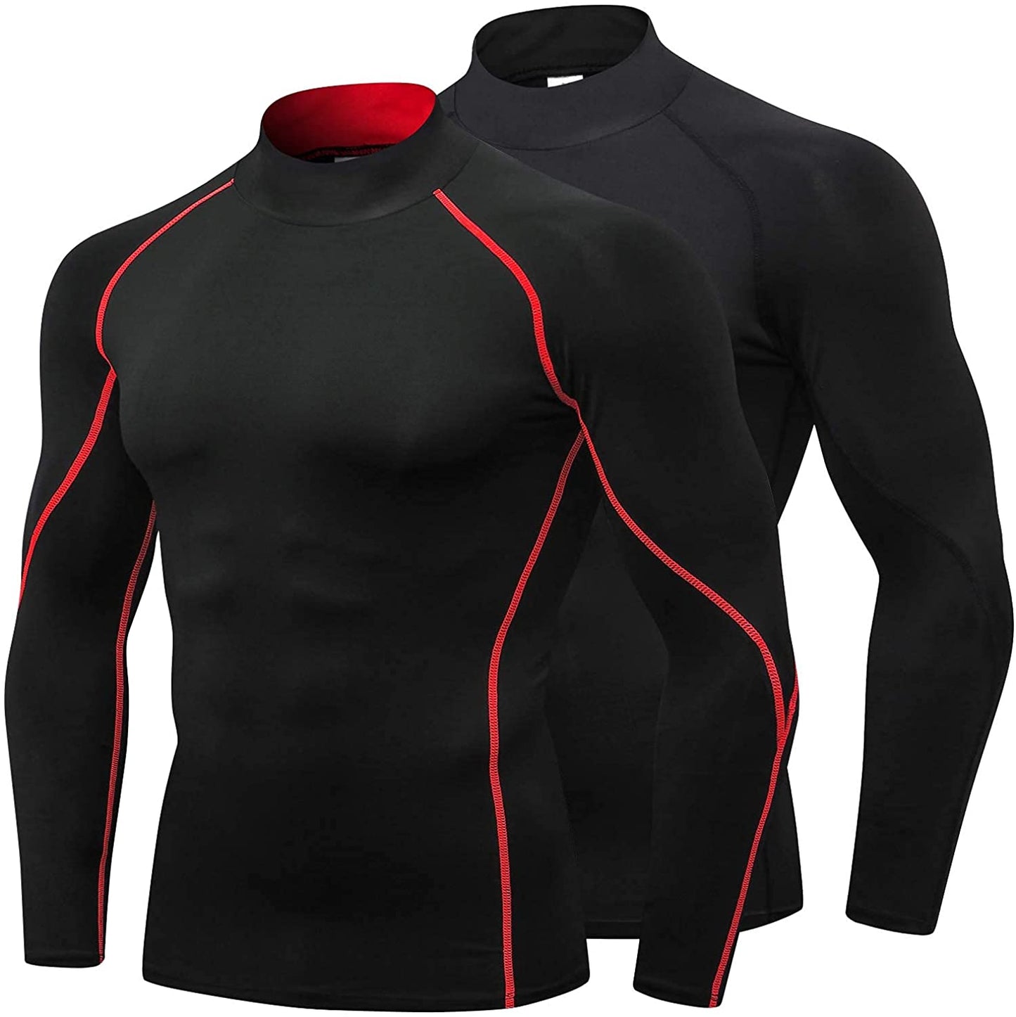 2 Pack Men Thermal Turtle Mock Neck Shirts Male Compression Long Sleeve Tops LANBAOSI