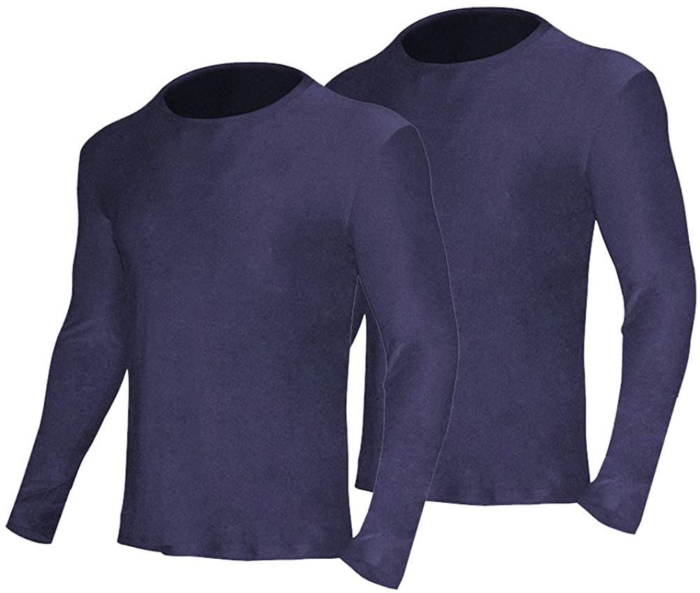 2 Pack Men Thermal Underwear Top Crew Neck Male Long Johns Shirts LANBAOSI