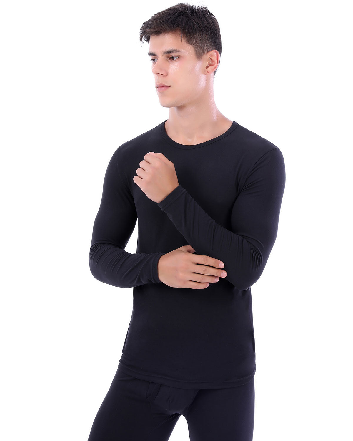 2 Pack Men Thermal Underwear Top Crew Neck Male Long Johns Shirts LANBAOSI