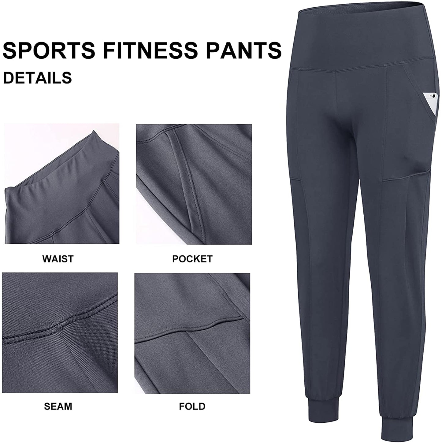 2 Pack Women Jogger Pants High Waisted Sweatpants with Pockets Female Tapered Casual Lounge Pants Loose Track Cuff Leggings LANBAOSI