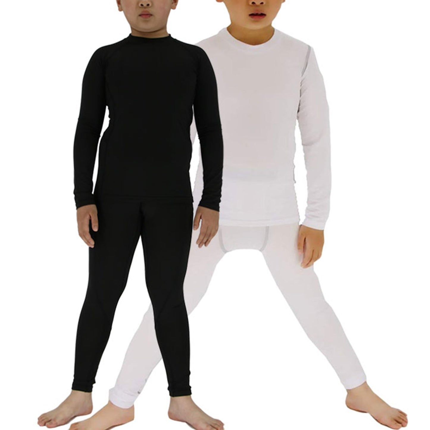 2 Packs Boys & Girls Long Sleeve Compression Shirts and Pants Set LANBAOSI