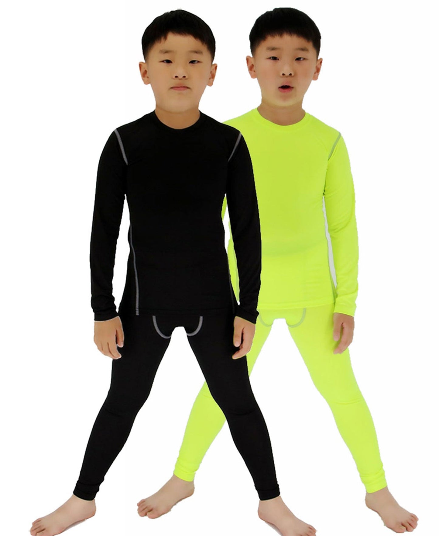 2 Packs Boys & Girls Long Sleeve Compression Shirts and Pants Set LANBAOSI