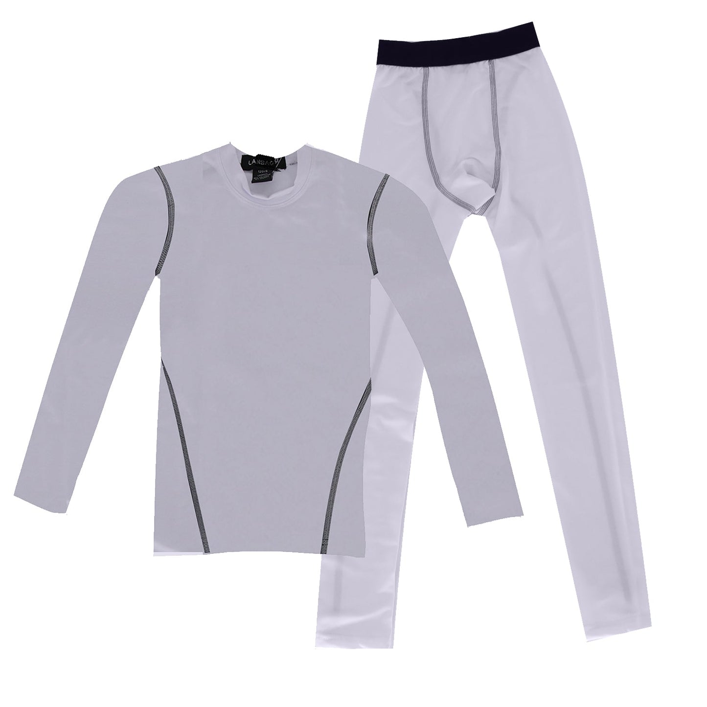 2 Packs Boys & Girls Long Sleeve Compression Shirts and Pants Set LANBAOSI