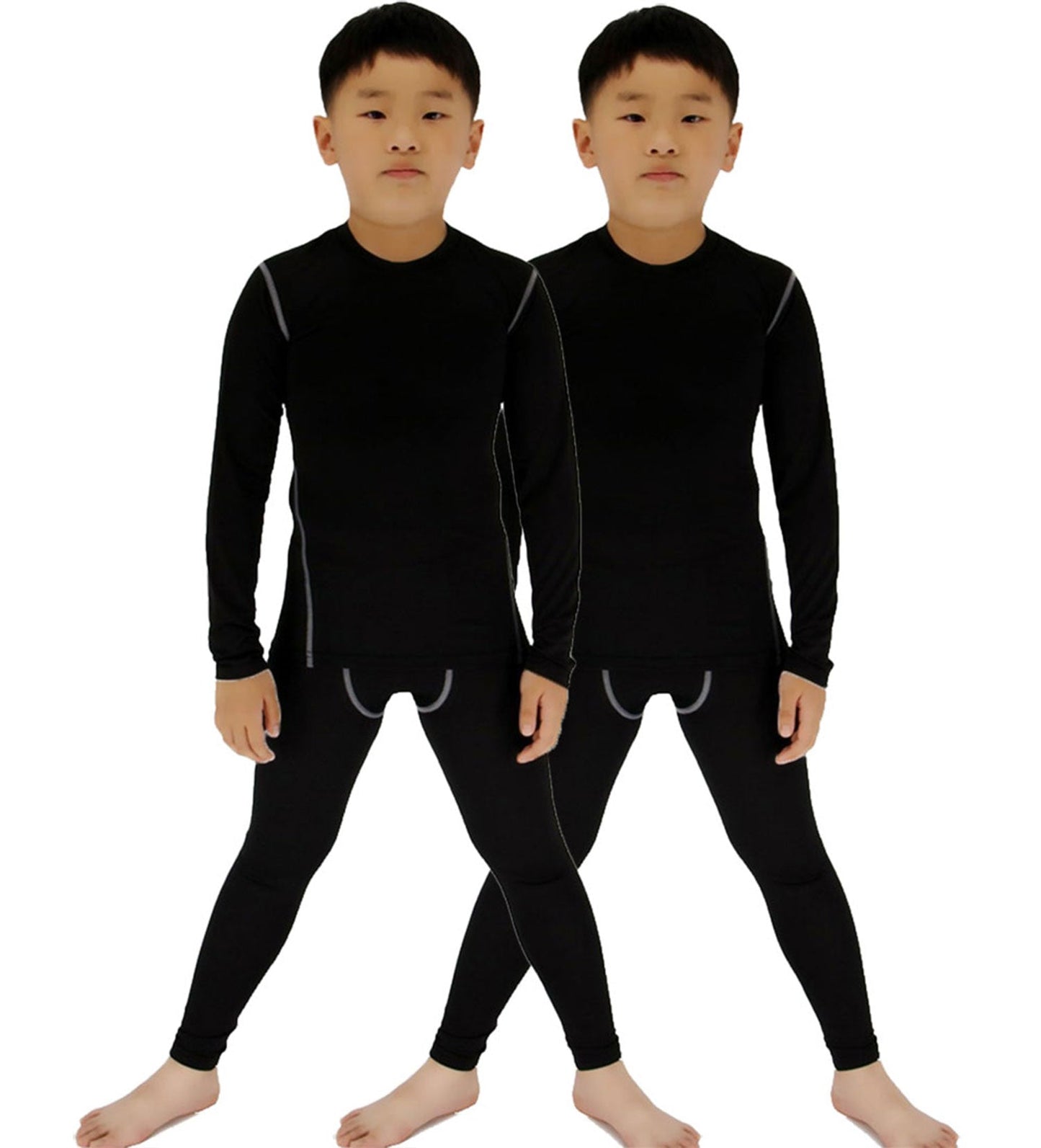 2 Packs Boys & Girls Long Sleeve Compression Shirts and Pants Set LANBAOSI