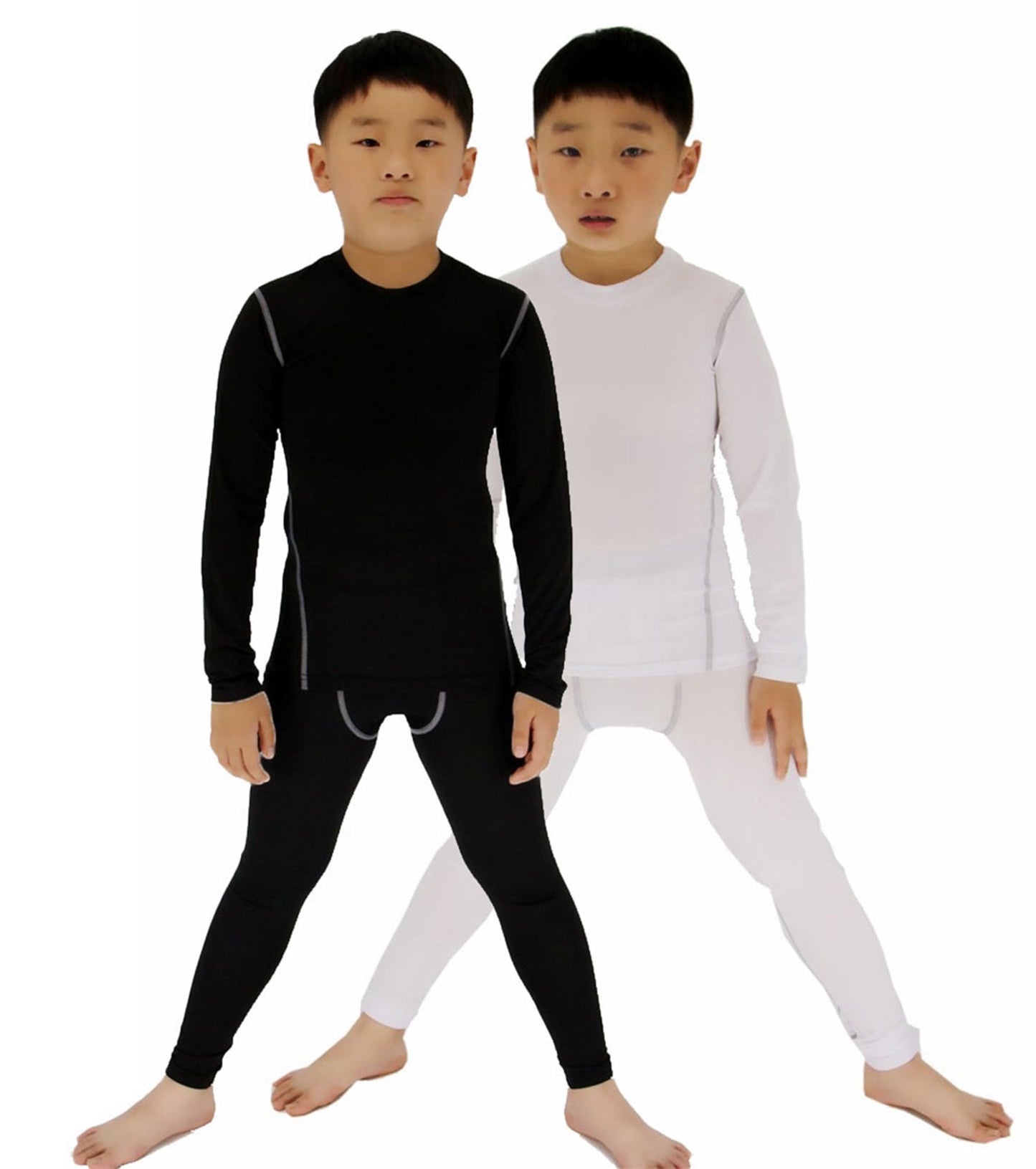2 Packs Boys & Girls Long Sleeve Compression Shirts and Pants Set LANBAOSI