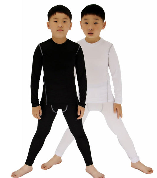 2 Packs Boys & Girls Long Sleeve Compression Shirts and Pants Set LANBAOSI