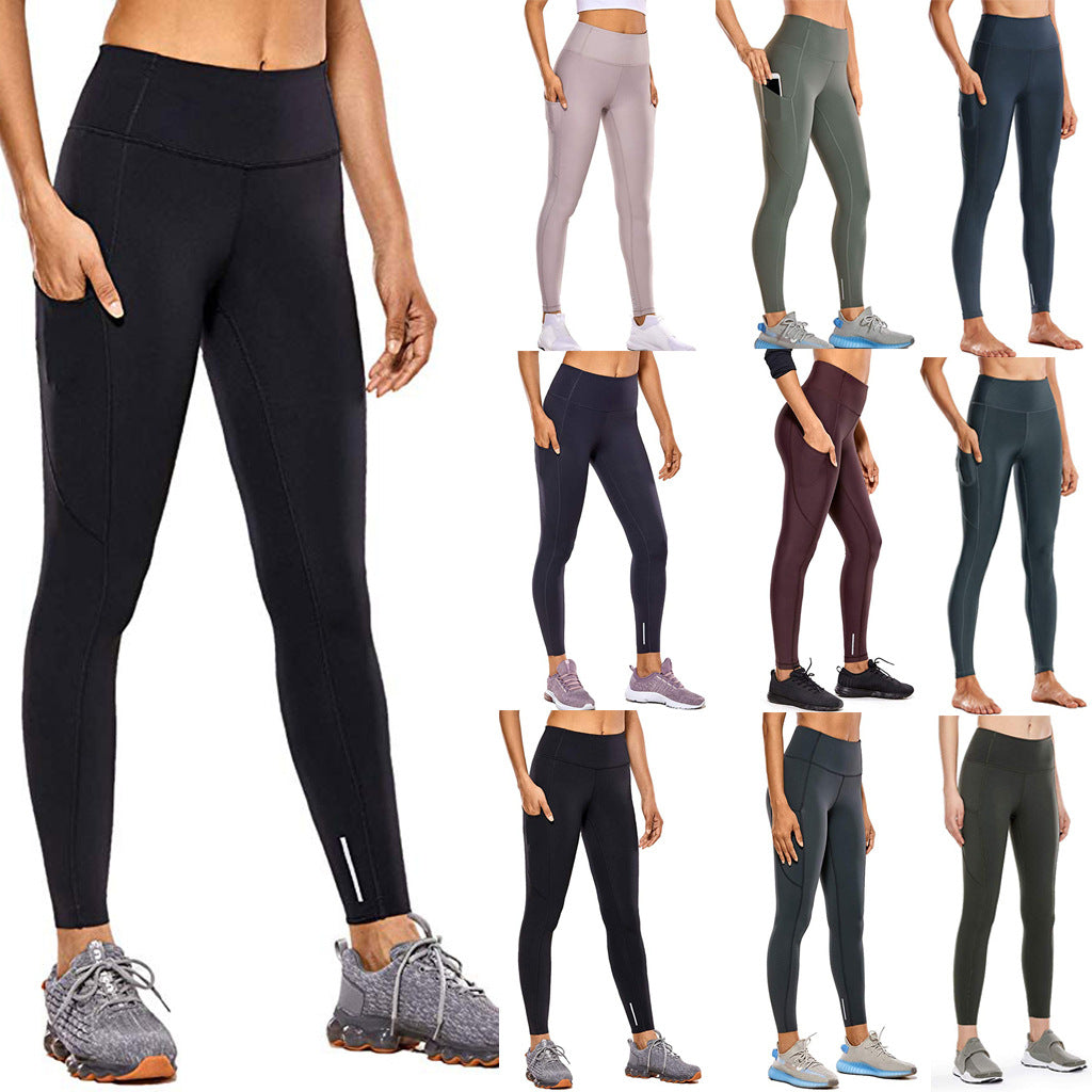 2 Packs Women's High Waist Yoga Leggings with Pocket Reflective Running Tights LANBAOSI