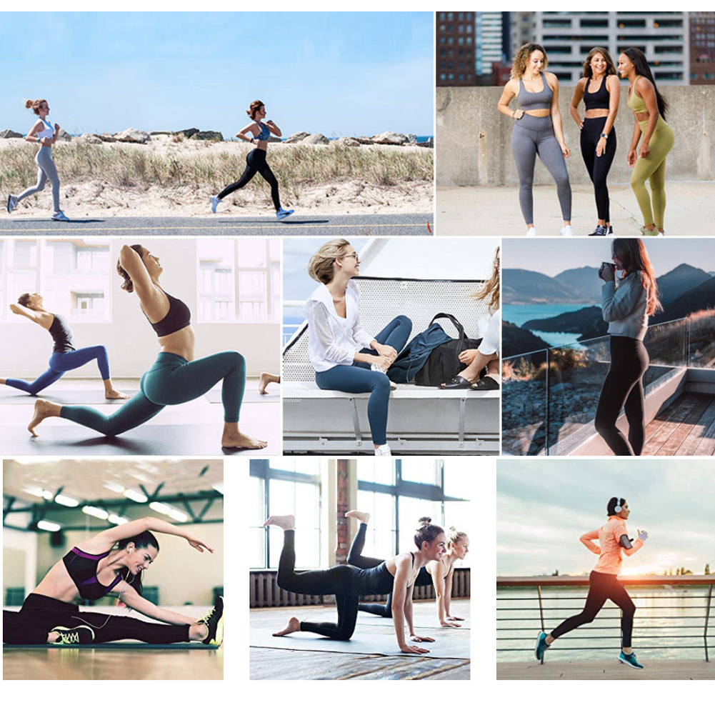 2 Packs Women's High Waist Yoga Leggings with Pocket Reflective Running Tights LANBAOSI