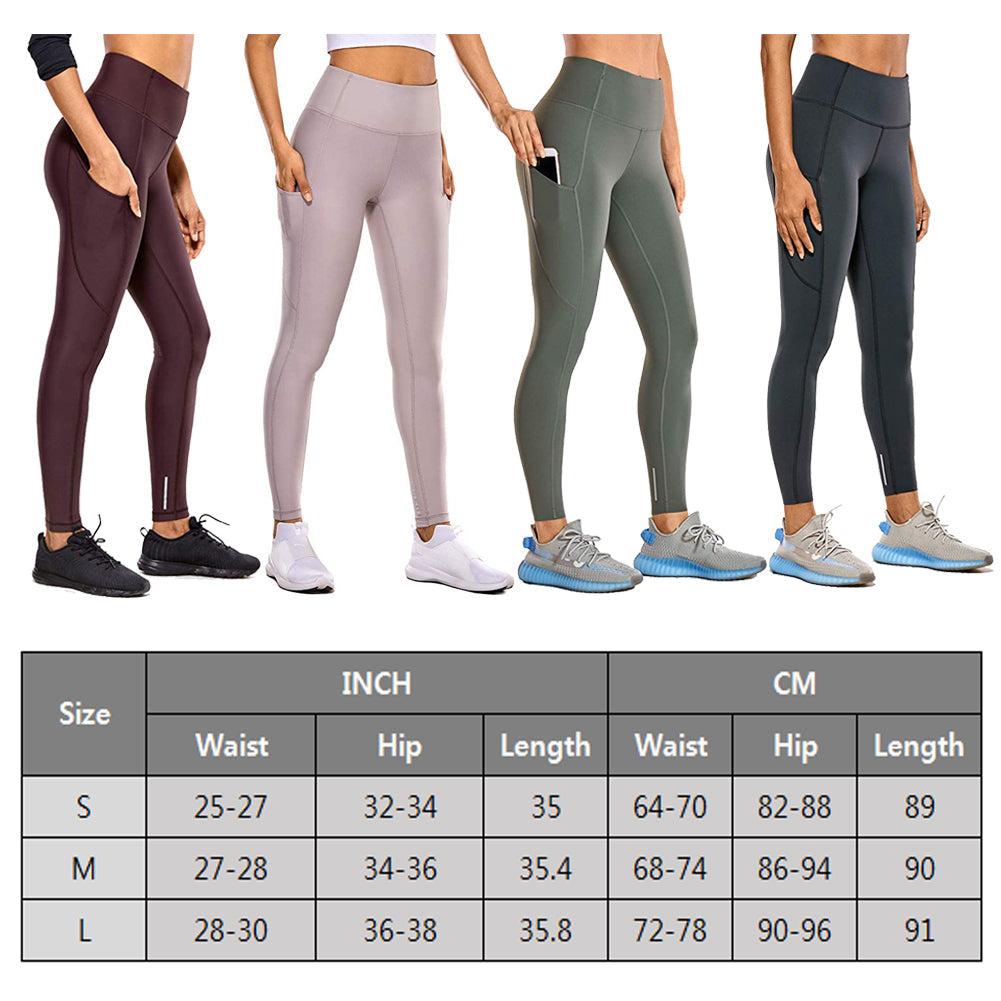 2 Packs Women's High Waist Yoga Leggings with Pocket Reflective Running Tights LANBAOSI