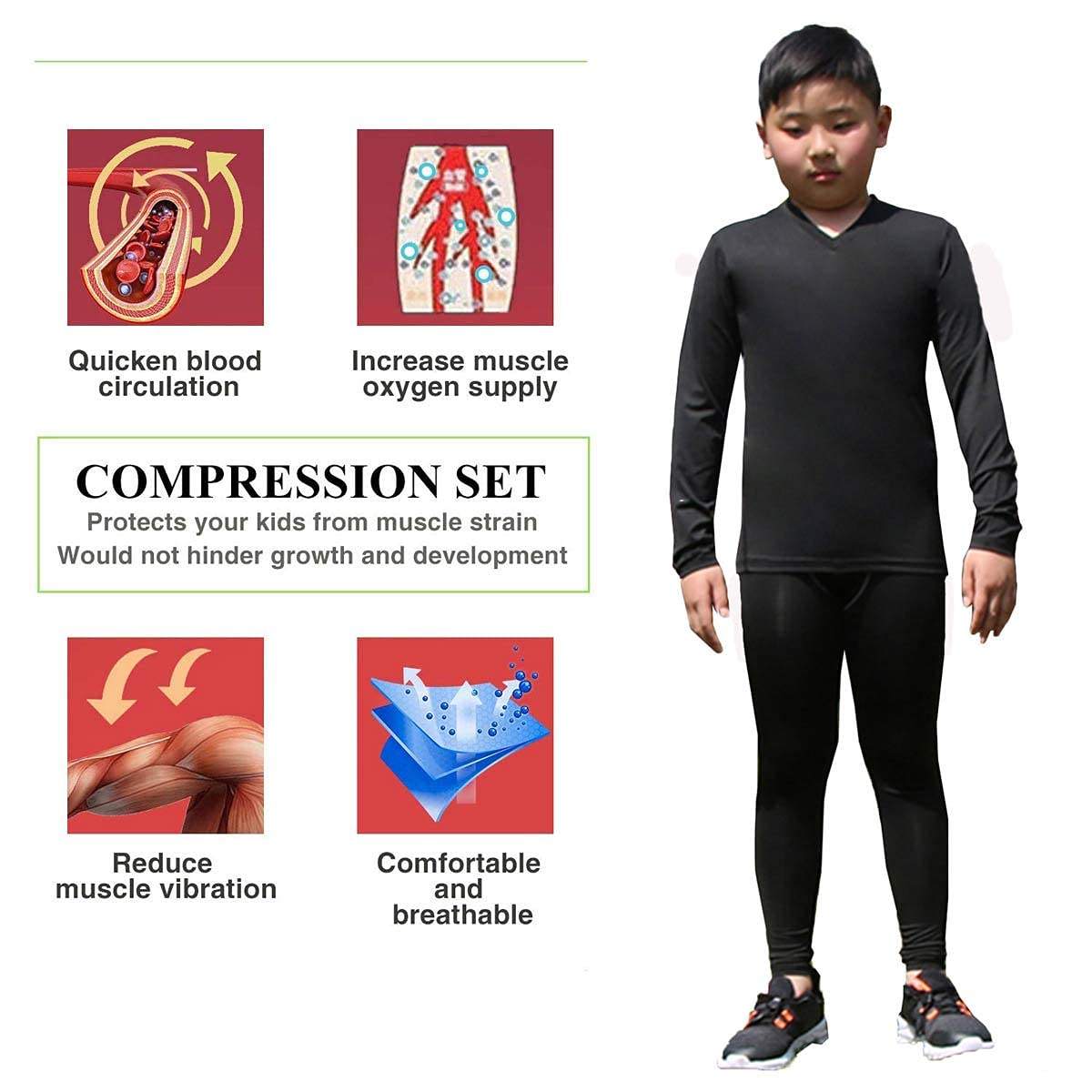 3 Pack Boys&Girls Long Sleeve Compression Soccer T-Shirt for Unisex LANBAOSI