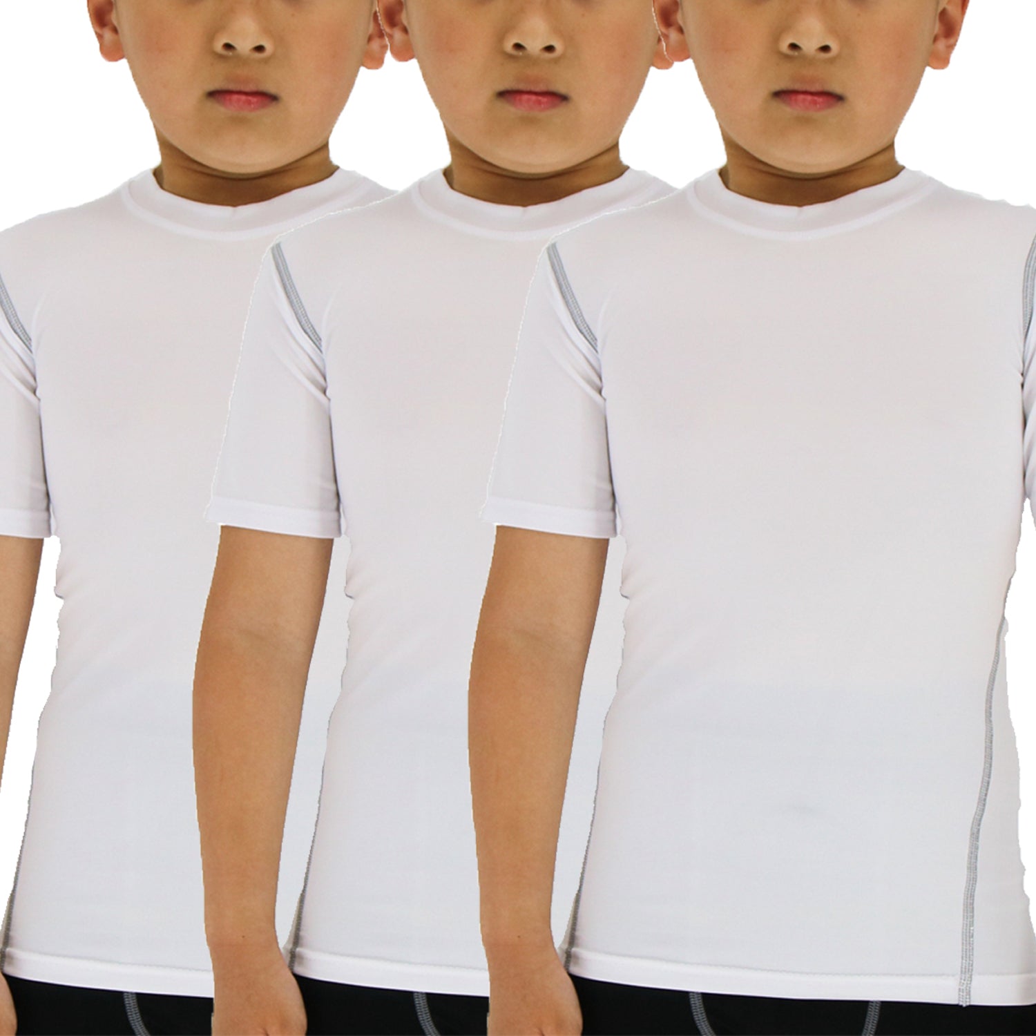 3 Pack Juniors Compression Shirt Underwear Unisex Boys Youth Under Base Layer Short Sleeve Top LANBAOSI