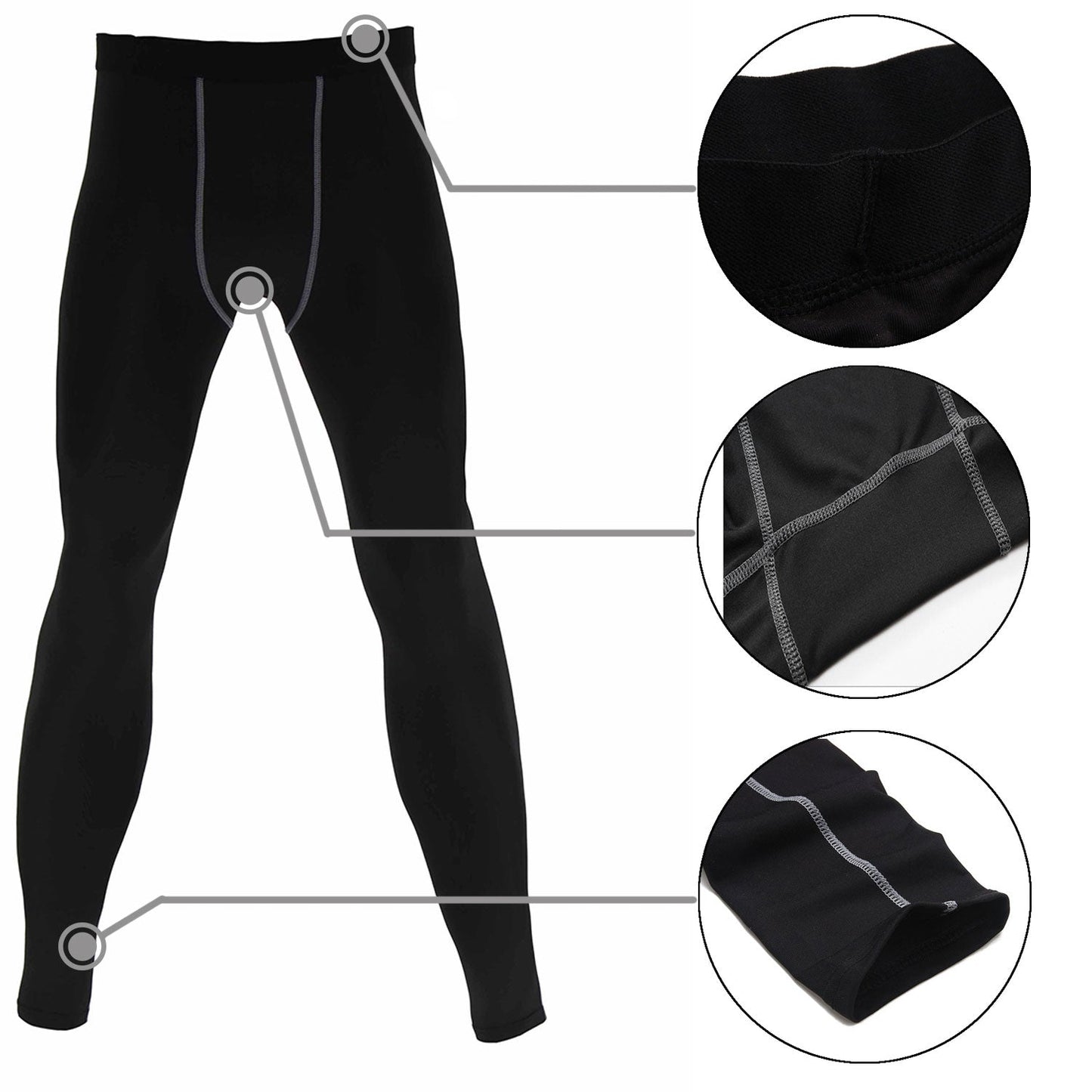 3 Pack Men Compression Pants Cool Dry Male Baselayer Tights Leggings LANBAOSI