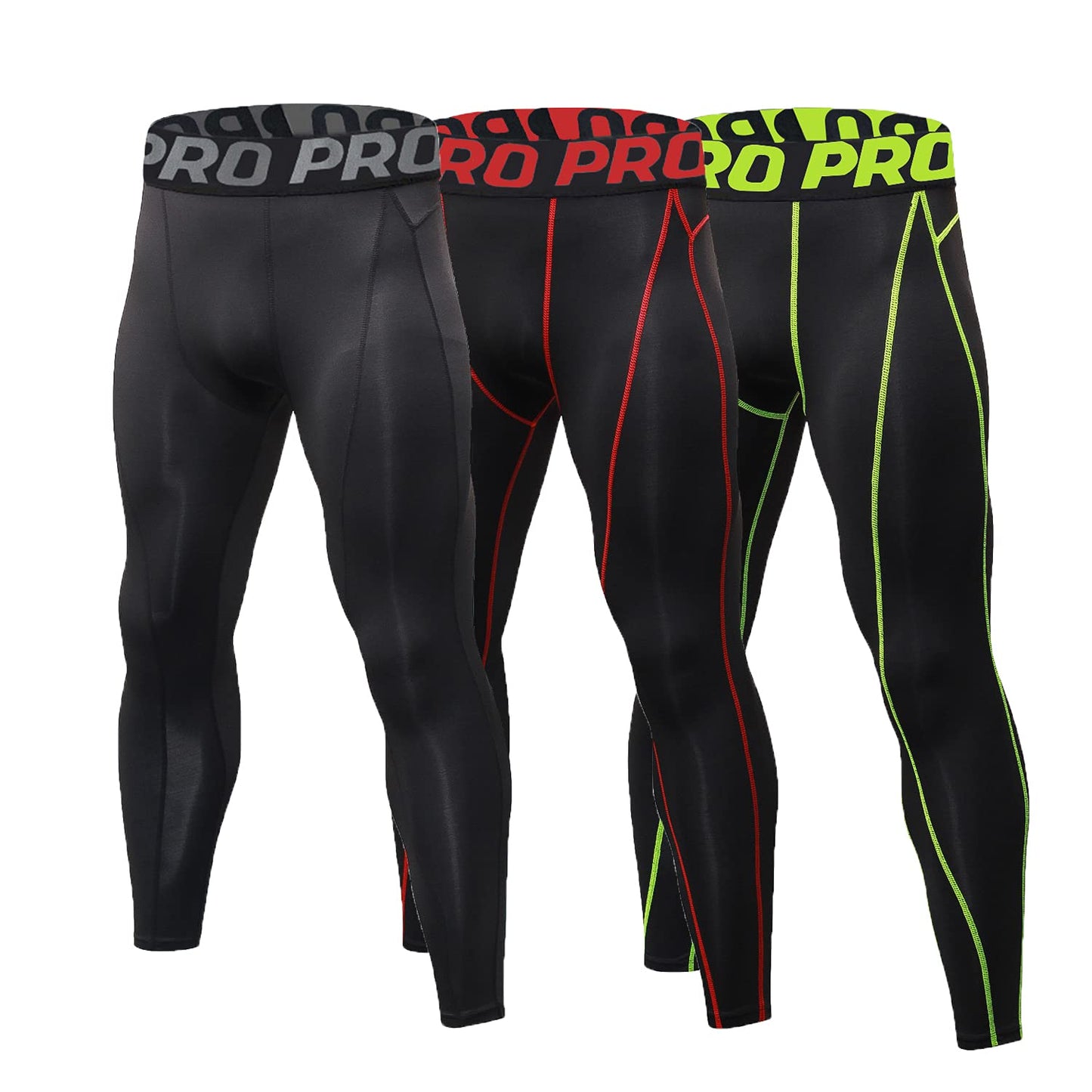 3 Pack Men Compression Pants Male Base Layer Tights Leggings LANBAOSI