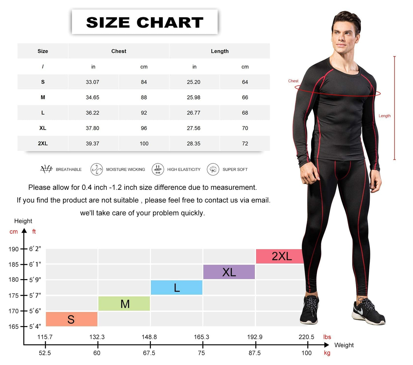 3 Pack Men Long Sleeve Compression Shirts Male Sports Base Layer T-Shirt Athletic Workout LANBAOSI