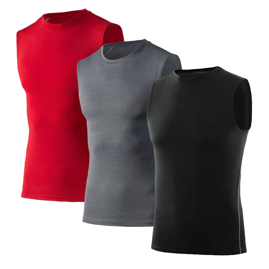 3 Pack Men's Running Compression Sleeveless Dry Base Layer Tank Top LANBAOSI