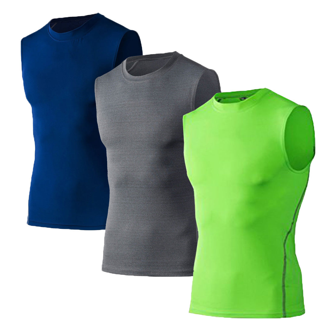 3 Pack Men's Running Compression Sleeveless Dry Base Layer Tank Top LANBAOSI