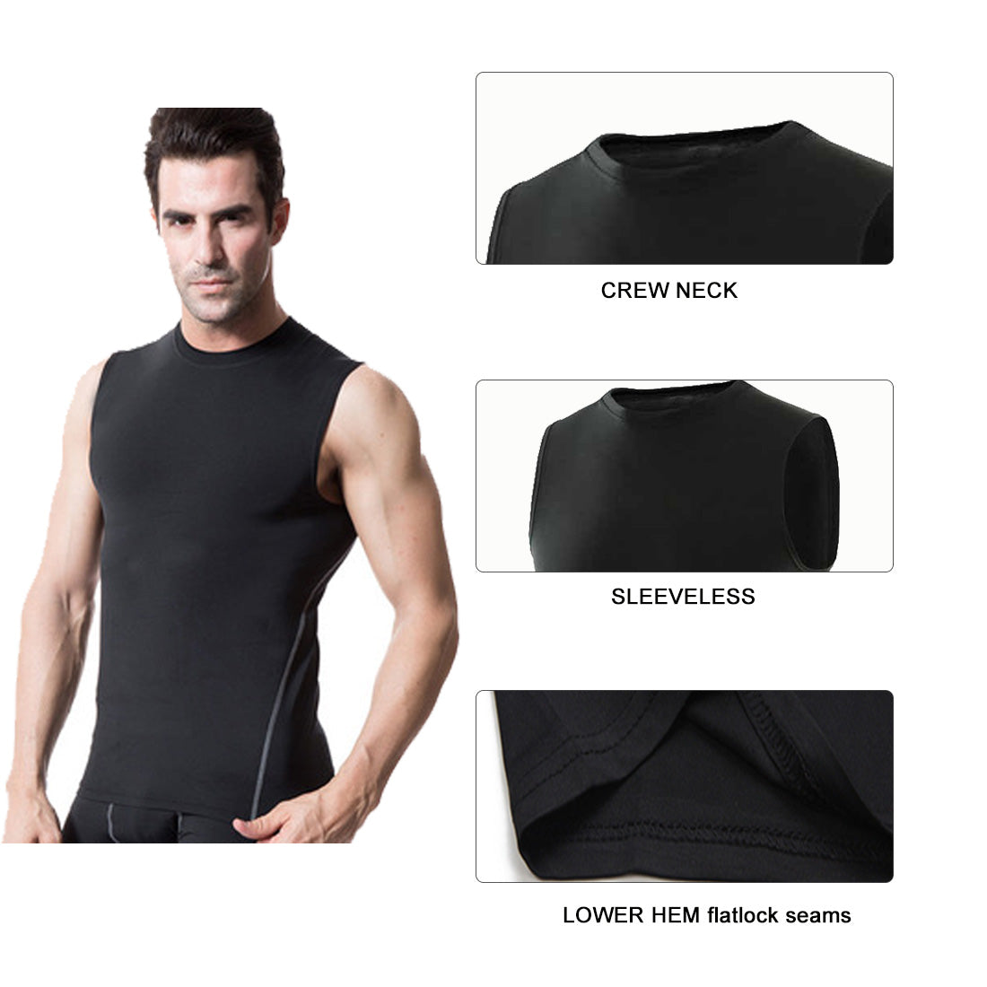 3 Pack Men's Running Compression Sleeveless Dry Base Layer Tank Top LANBAOSI