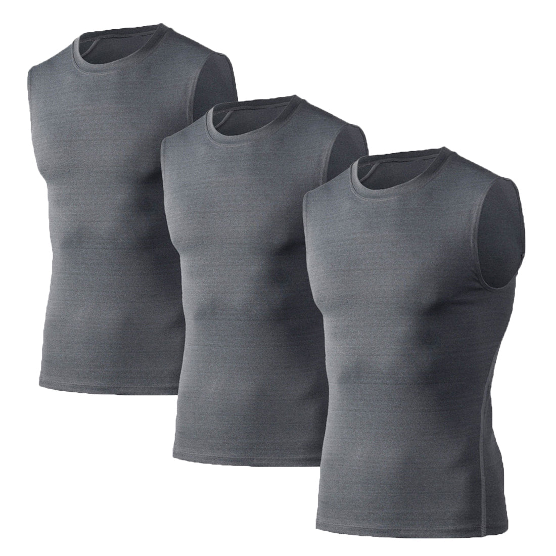 3 Pack Men's Running Compression Sleeveless Dry Base Layer Tank Top LANBAOSI