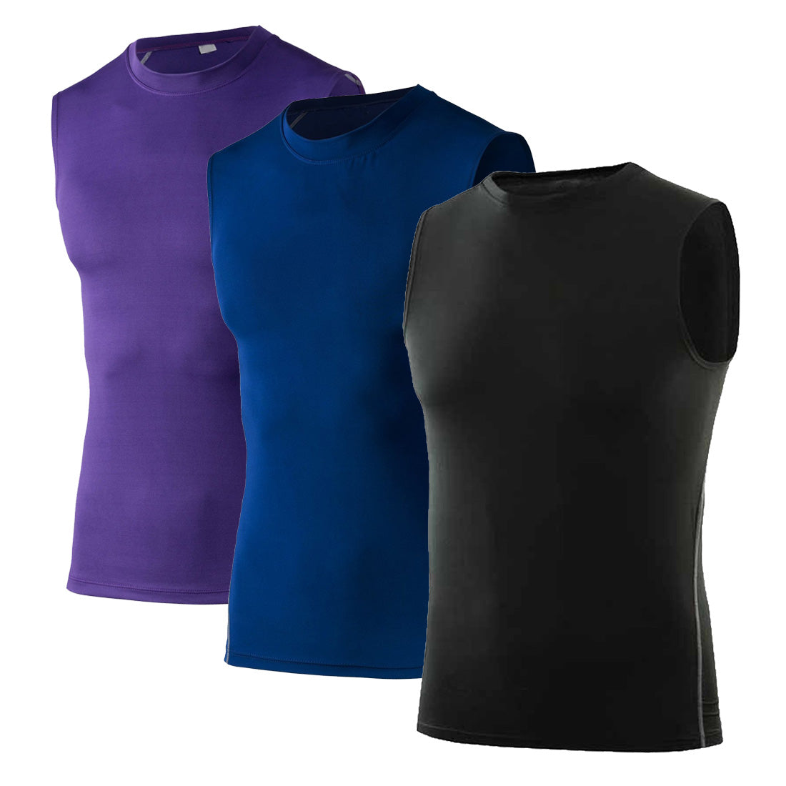 3 Pack Men's Running Compression Sleeveless Dry Base Layer Tank Top LANBAOSI