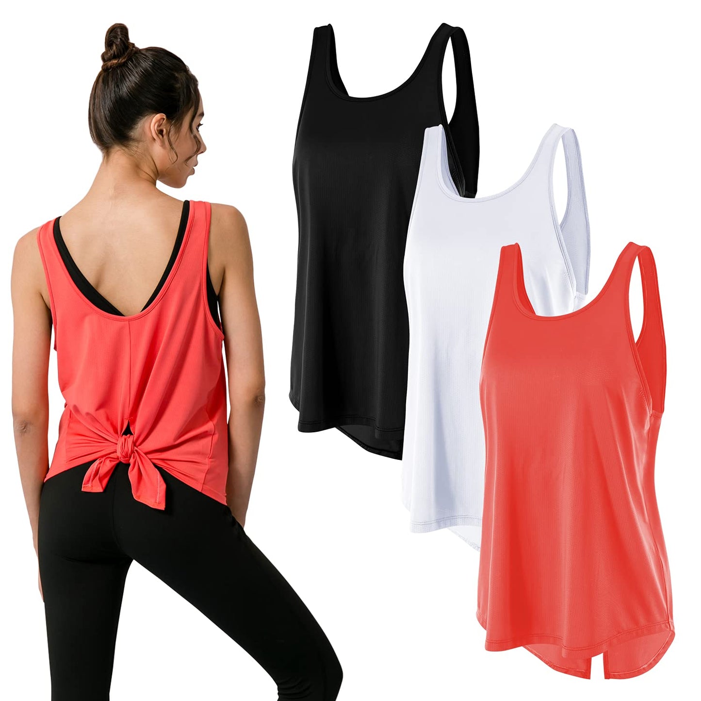 3 Pack Workout Tank Tops for Women Gym Exercise Athletic Yoga Tops Female Sports Shirts LANBAOSI