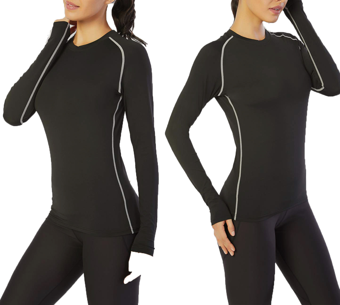 3 Packs Women's Long Sleeve Shirts Dry Fit Compression Baselayer Tops for Sports Yoga LANBAOSI