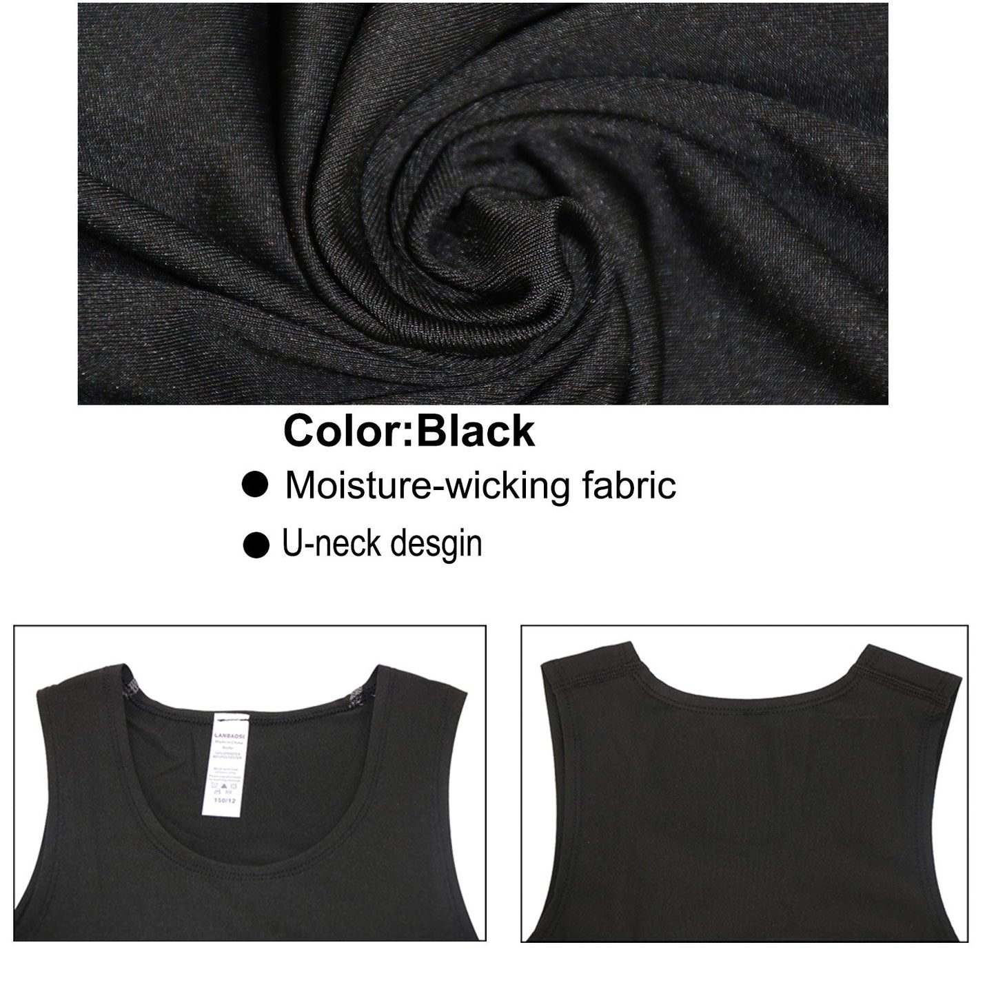 Boy's 3 Pack Compression Sleeveless Shirt Soccer Tank Top Undershirts LANBAOSI