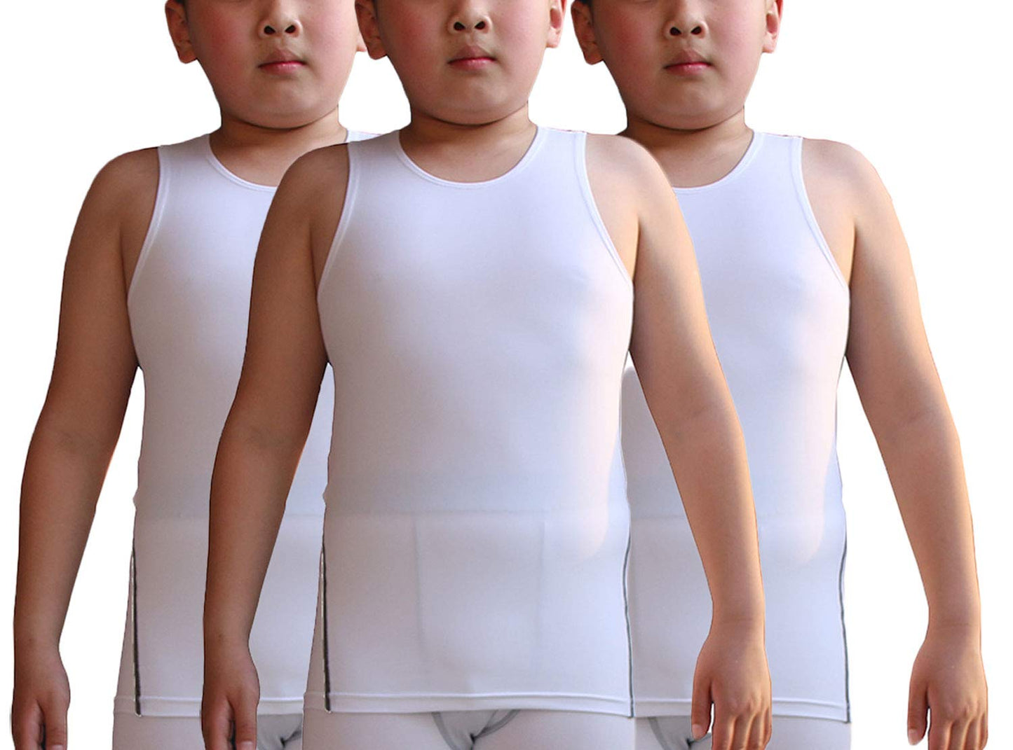 Boys 3 Pack Baselayer Workout Tank Top Dry Fit Sleeveless Shirt for Unisex LANBAOSI