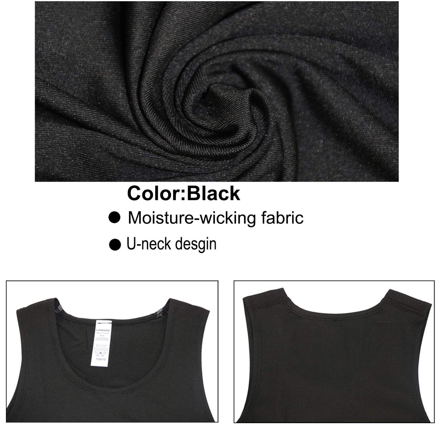 Boys 3 Pack Baselayer Workout Tank Top Dry Fit Sleeveless Shirt for Unisex LANBAOSI