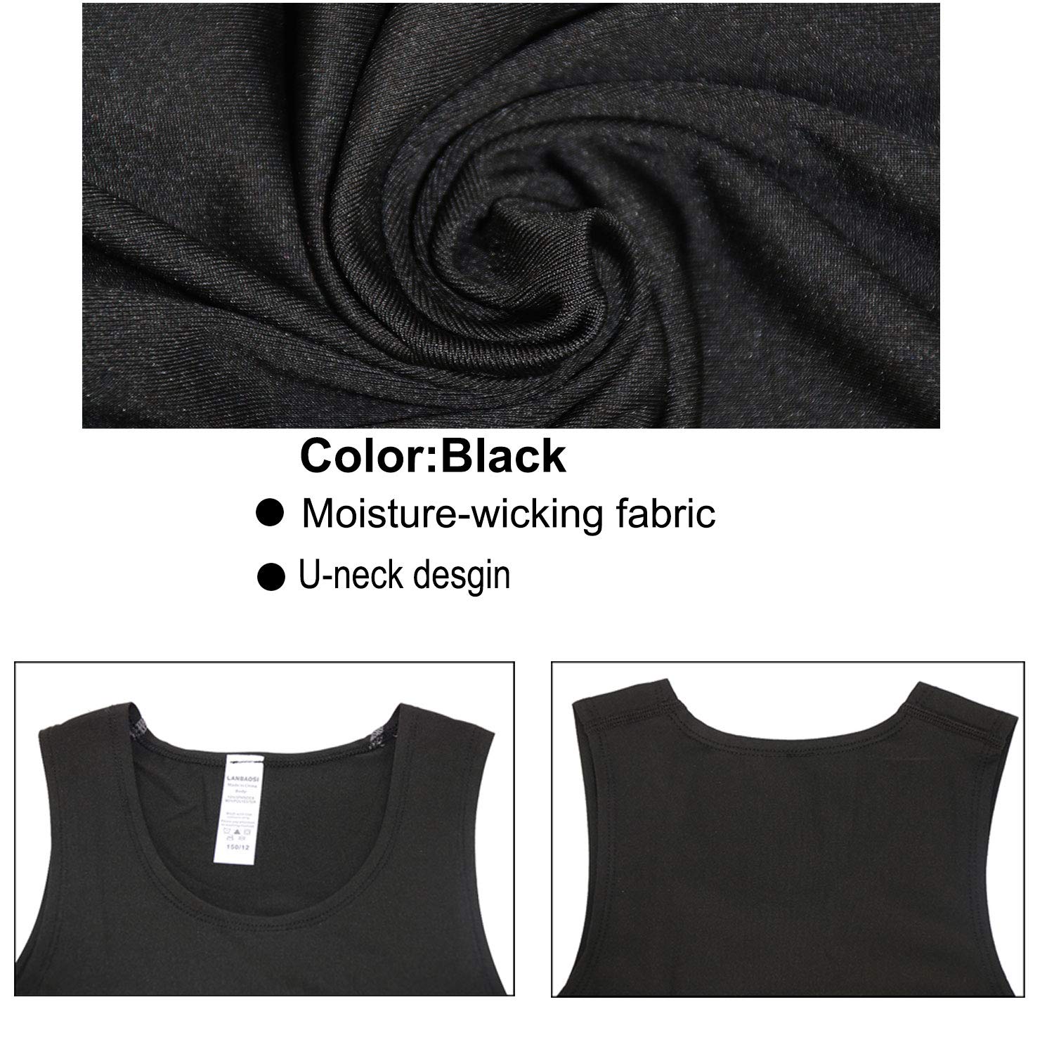 Boys 3 Pack Baselayer Workout Tank Top Dry Fit Sleeveless Shirt for Unisex LANBAOSI