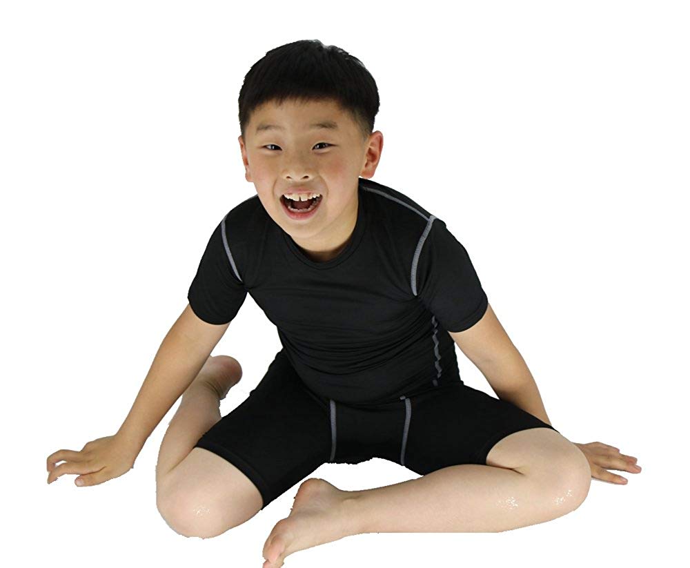 Boys Girls Compression Soccer Practice T-Shirt Sport Athletic T Shirts LANBAOSI