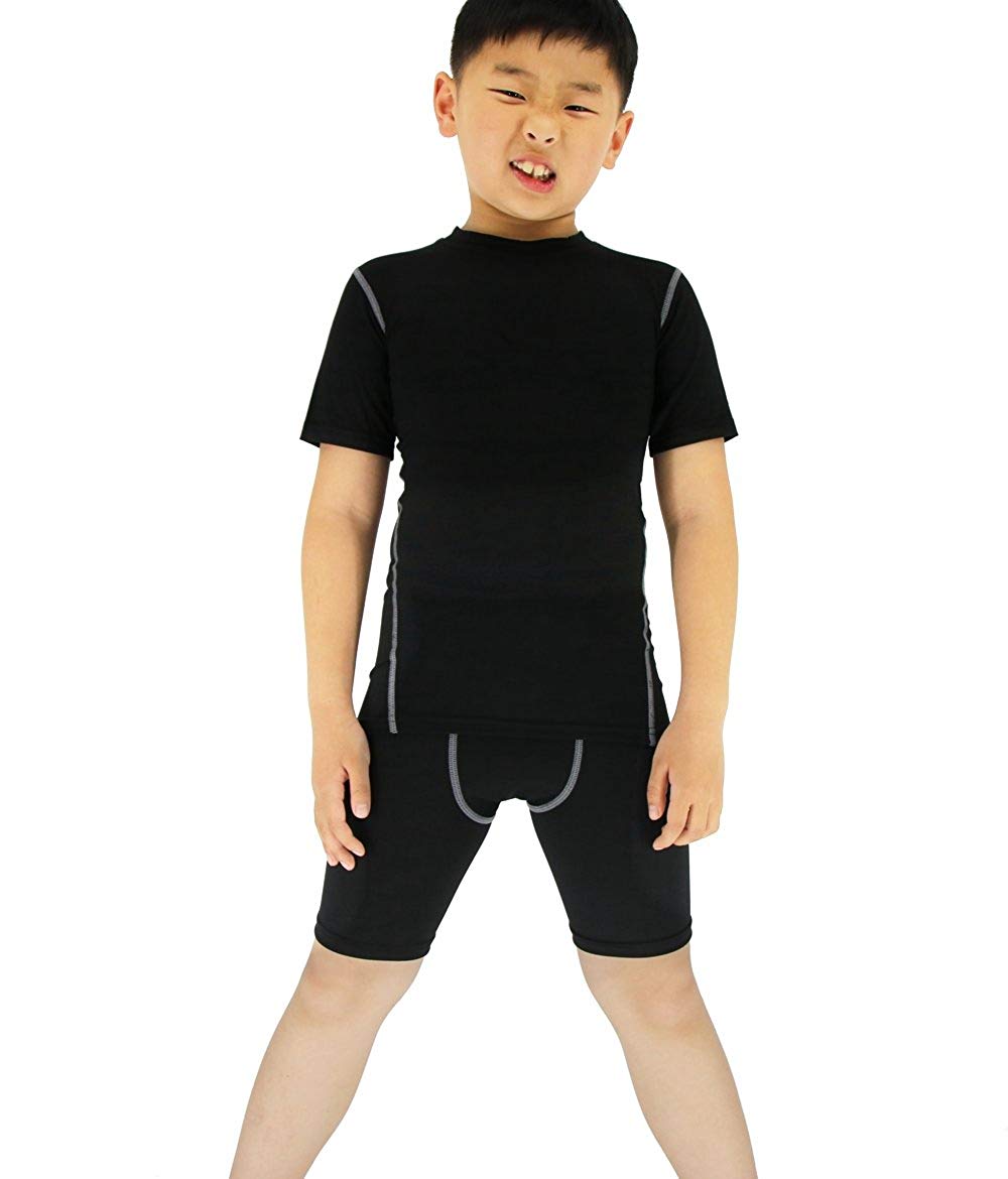 Boys Girls Compression Soccer Practice T-Shirt Sport Athletic T Shirts LANBAOSI