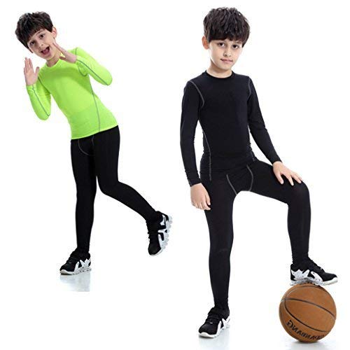 Boys & Girls Long Sleeve Compression Shirts and Pant 2 Pcs Set Unisex LANBAOSI