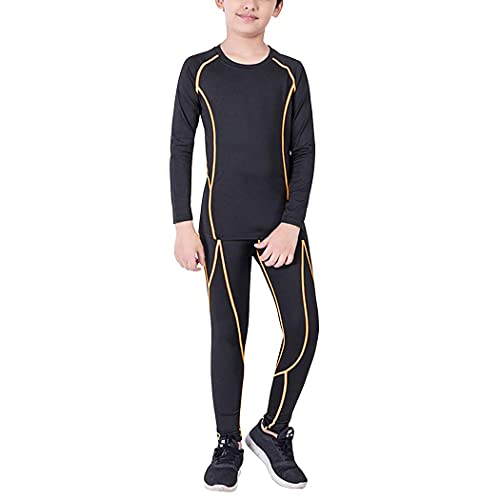 Boys & Girls Long Sleeve Compression Shirts and Pant 2 Pcs Set Unisex LANBAOSI