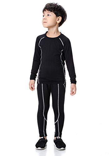 Boys & Girls Long Sleeve Compression Shirts and Pant 2 Pcs Set Unisex LANBAOSI