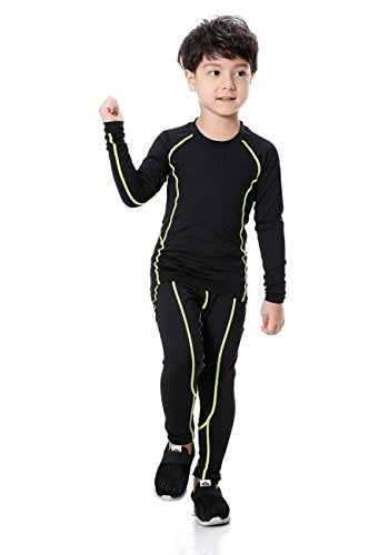 Boys & Girls Long Sleeve Compression Shirts and Pant 2 Pcs Set Unisex LANBAOSI