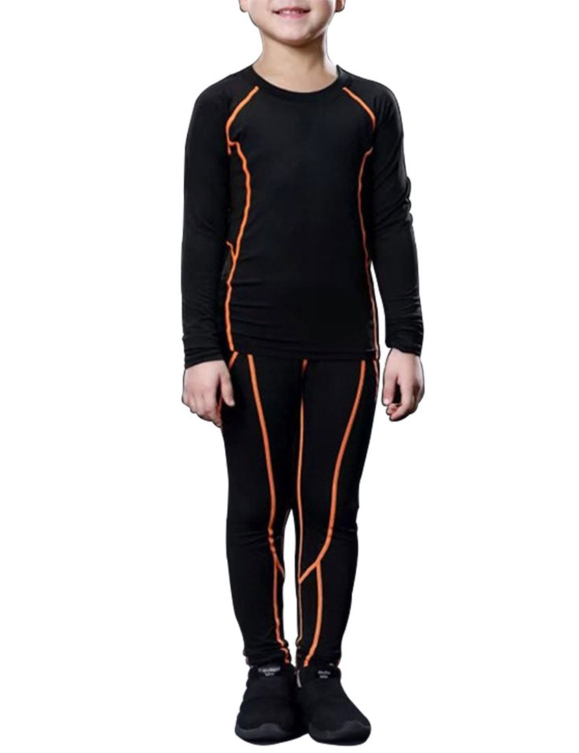 Boys Thermal Set Fleece Lined Compression Shirts & Pants Long Johns LANBAOSI